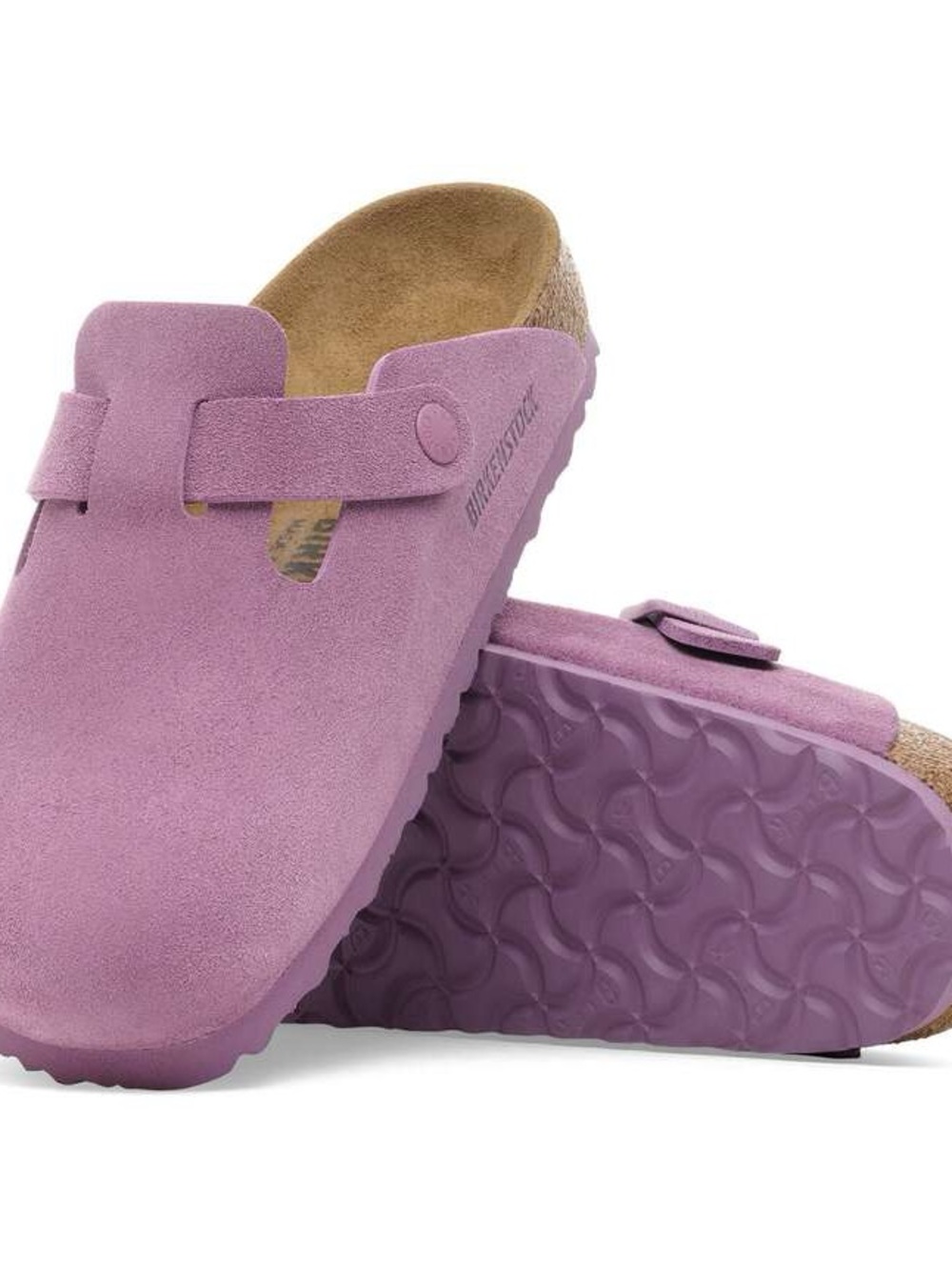 Mauve Suede Slip-On Clog with Adjustable Strap